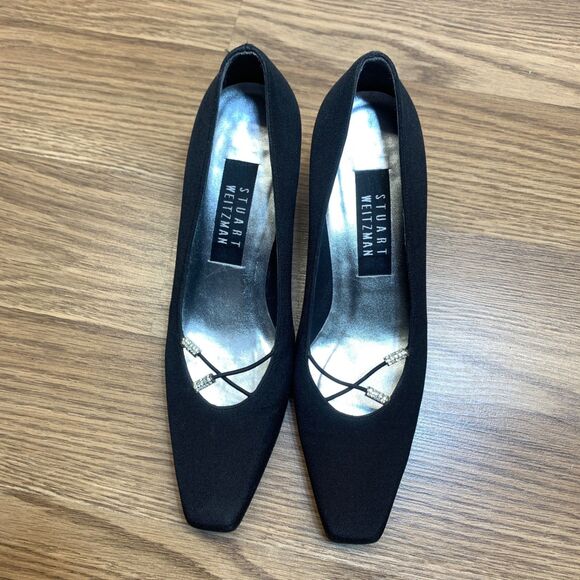 STUART WEITZMAN Womens Size 6M Fabric Pumps Shoes Heel Black - Picture 6 of 10